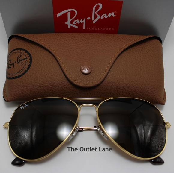 Model Display RayBan Aviator Brown Lens RB3025 Gold Frame - Picture 4 of 16